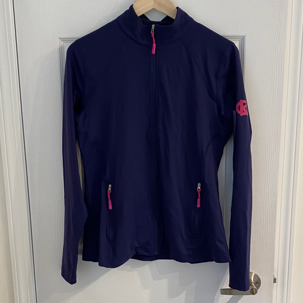 Kandy Golf Women's Navy Full-Zip Jacket with Pink Accents Size Large